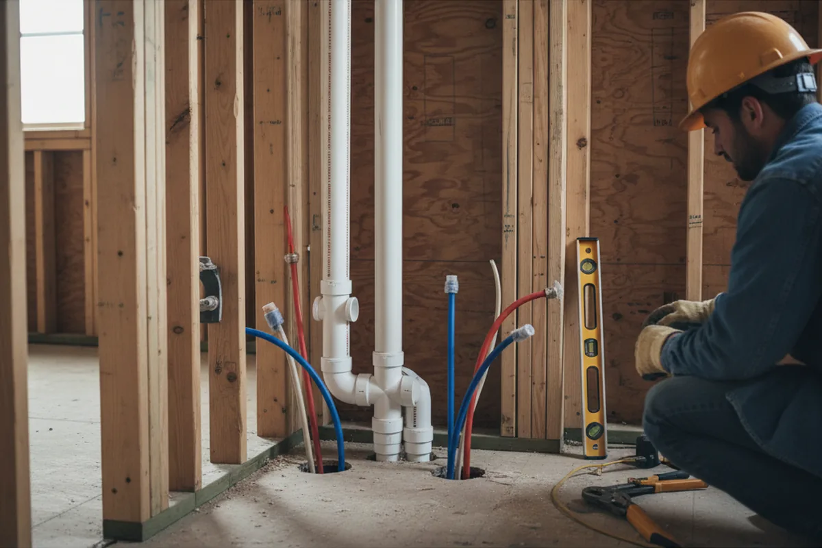 Drain and supply rough-in during Garbage Disposal Repair in Roberts