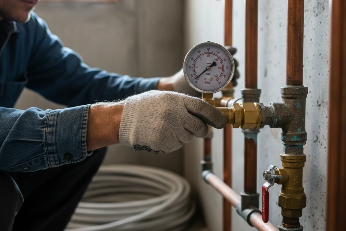 Pressure testing a repaired line during Water Line Repair in Roberts